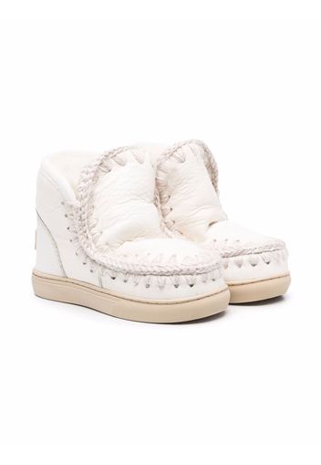 Mou Kids Eskimo crochet-stitching ankle boots - Bianco