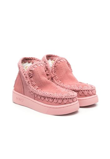 Mou Kids whipstitch-trim suede boots - Rosa