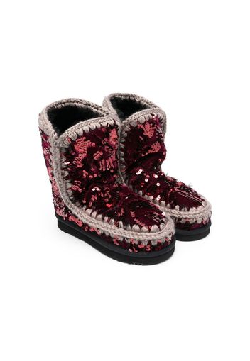 Mou Kids shearling-trim boots - Rosso