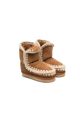 Mou Kids Eskimo Overstitching boots - Marrone