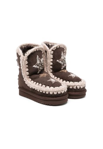 Mou Kids star-embellished suede boots - Marrone