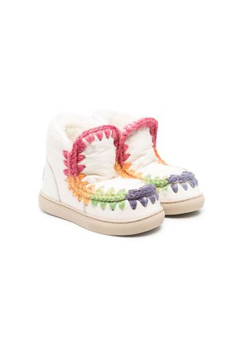 Mou Kids crochet-trim suede boots - Bianco