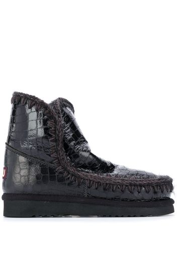 crocodile-embossed snow boots