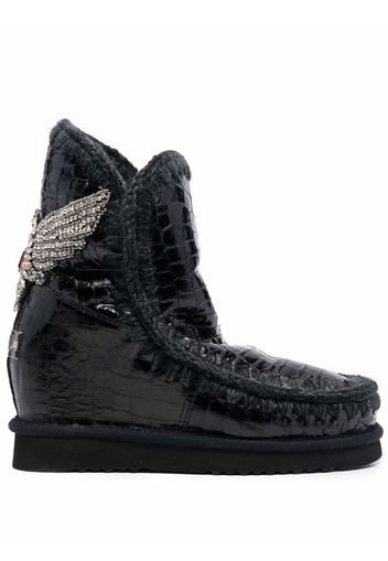 Mou embellished crocodile-effect boots - Nero