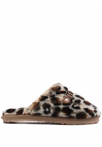 Mou shearling leopard-print slippers - Nero