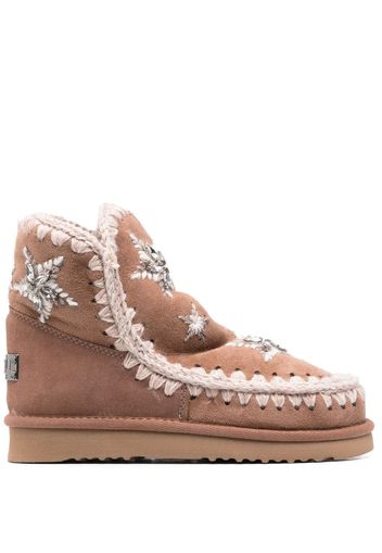 Mou Eskimo star-embroidered moccasin boots - Rosa