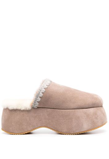 Mou whipstitch 70mm suede platform slippers - Toni neutri