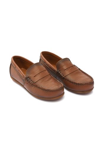 Moustache leather penny loafers - Marrone