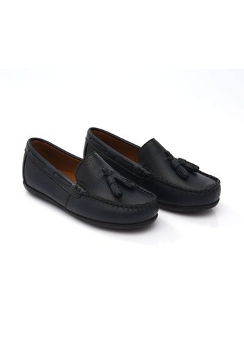 Moustache tassel-front faux leather loafers - Blu