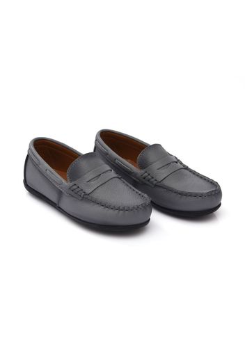 Moustache leather penny loafers - Grigio