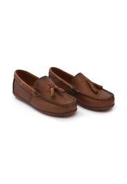 Moustache tassel-front faux leather loafers - Marrone