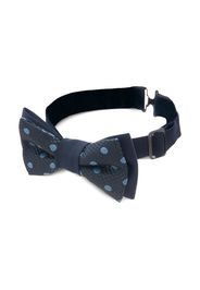 Moustache polka dot embroidered bow tie - Blu