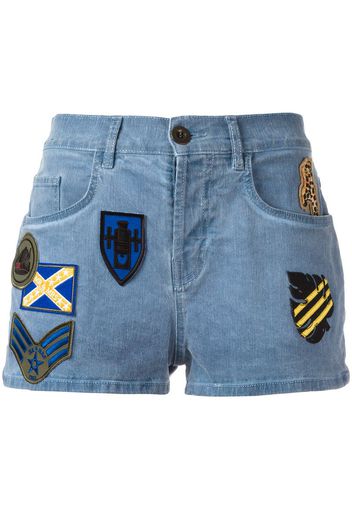 patched denim shorts