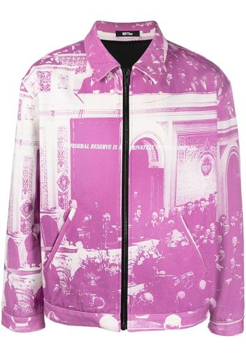 MSFTSrep graphic-print zip-up bomber jacket - Viola