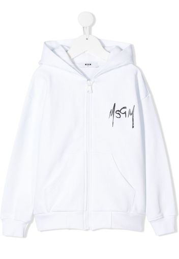 printed logo zipped hoodie