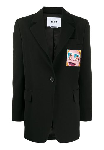 graphic print single-breasted blazer