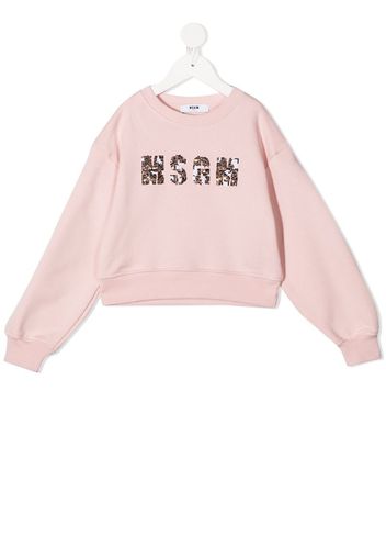 sequinned logo print sweatshirt