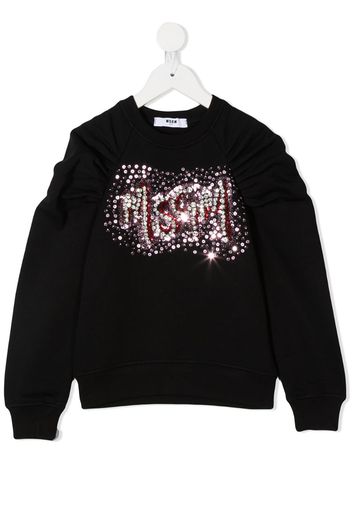 sequin embellished gathered sweatshirt