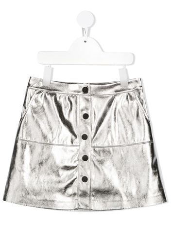 metallic effect faux-leather skirt