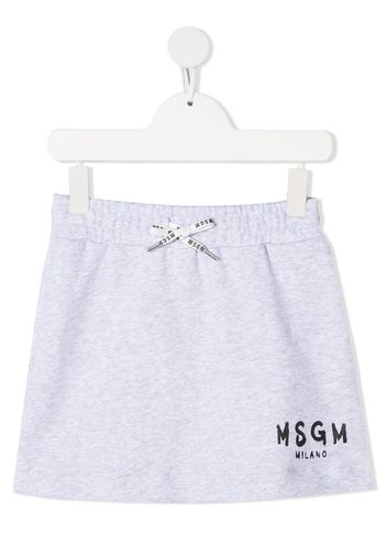 Msgm Kids logo print straight skirt - Grigio