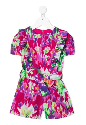 abstract print belted playsuit