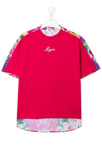 MSGM Kids T-shirt a fiori - Rosa