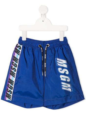 Msgm Kids logo print swim shorts - Blu