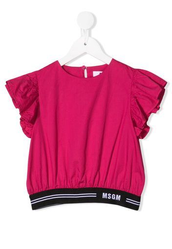 Msgm Kids Top smanicato con ruches - Rosa