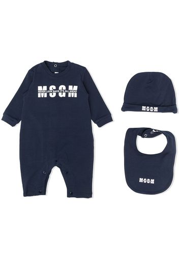 Msgm Kids logo-print babygrow set - Blu