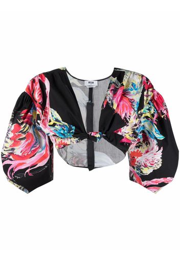 MSGM Blusa a fiori crop - Nero