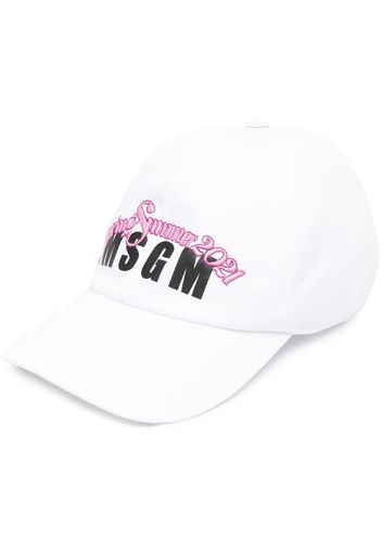 MSGM Cappello da baseball con stampa - Bianco