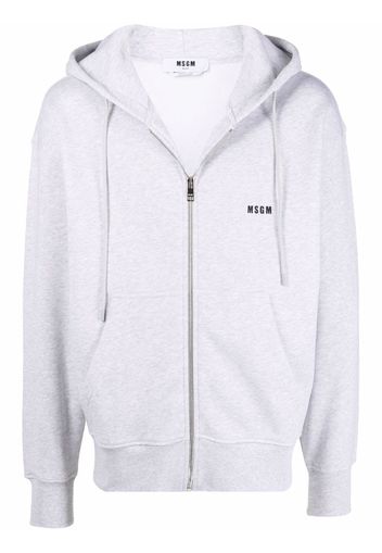 MSGM logo-print drawstring hoodie - Grigio