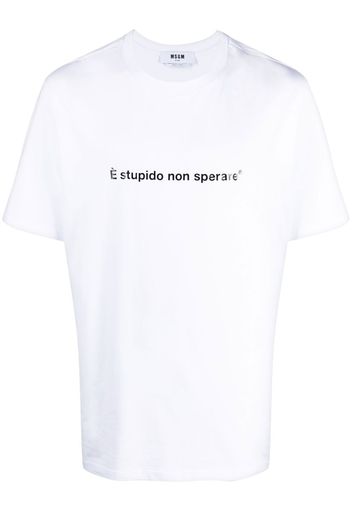 MSGM slogan-print cotton T-Shirt - Bianco