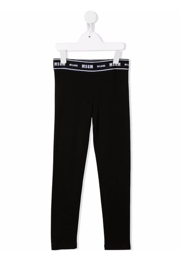 MSGM Kids logo-print cotton leggings - Nero