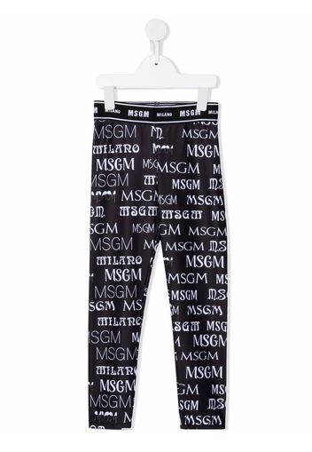 MSGM Kids logo-print elasticated leggings - Nero