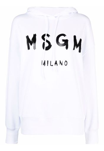 MSGM logo-print cotton hoodie - Bianco