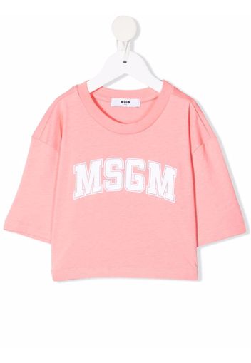 MSGM Kids logo-print cotton T-Shirt - Rosa