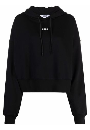 MSGM logo-print cotton hoodie - Nero