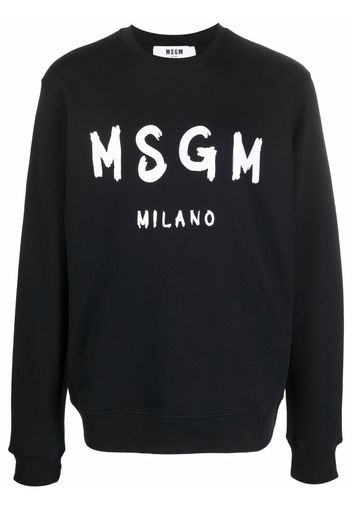 MSGM logo-print crew neck sweater - Nero