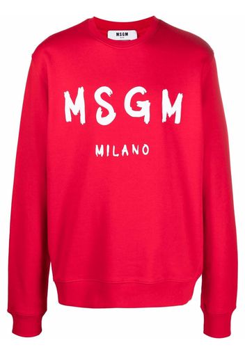 MSGM logo-print crew neck sweater - Rosso