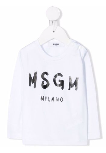 MSGM Kids logo-print long-sleeved T-shirt - Bianco