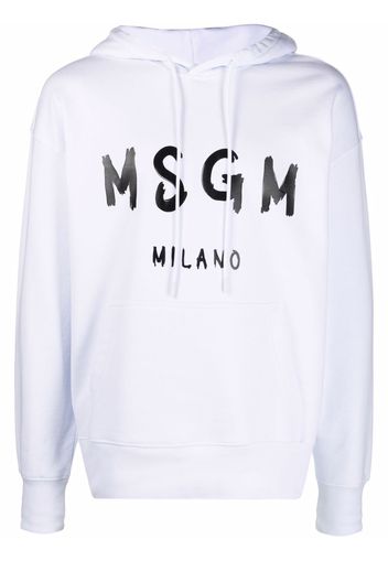 MSGM logo-print pullover hoodie - Bianco