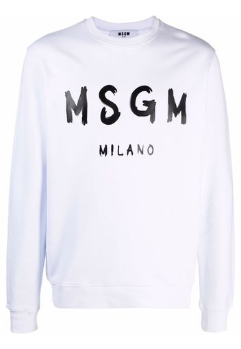 MSGM logo-print crew neck sweatshirt - Bianco