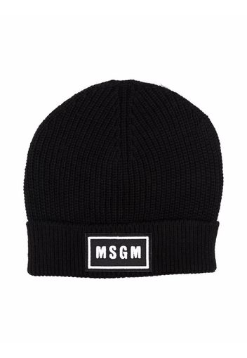 MSGM Kids logo-patch beanie - Nero