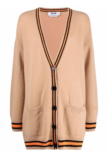 MSGM stripe-trim cardigan - Toni neutri