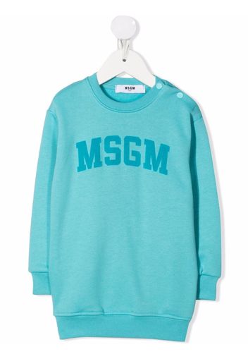 MSGM Kids logo-print sweater dress - Blu