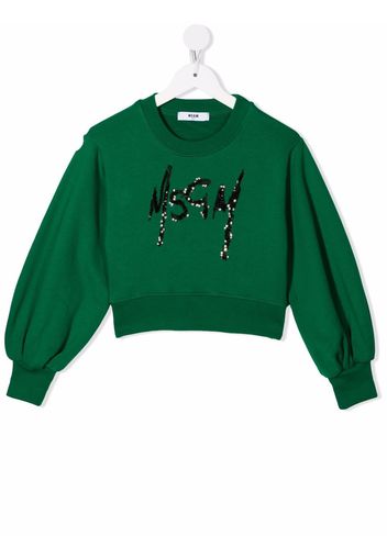 MSGM Kids crystal-embellished cropped jumper - Verde