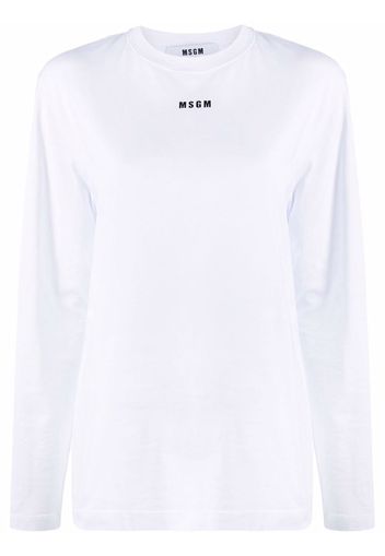 MSGM logo-print long-sleeve T-shirt - Bianco