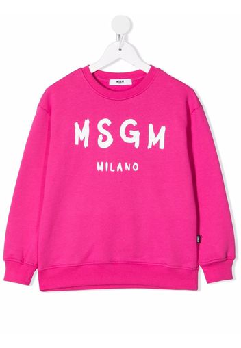 MSGM Kids logo-print cotton sweatshirt - Rosa