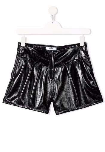 MSGM Kids high-shine finish shorts - Nero